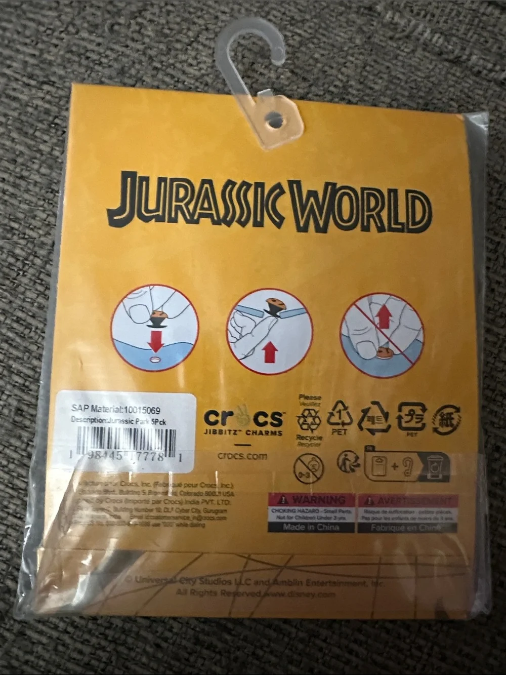 Yellow Dino Crocs Jibbitz Pack Jurassic World